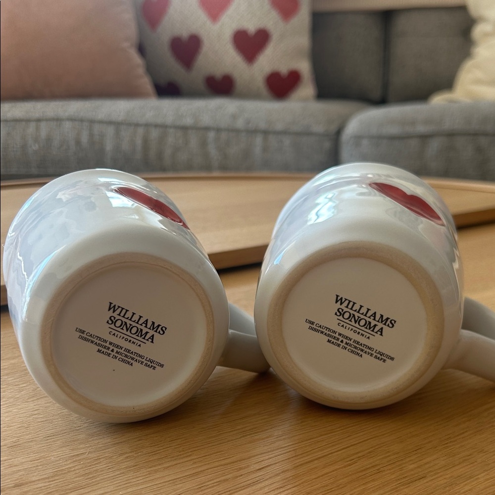 Set of Two Heart Design White Mugs from Williams Sonoma - Picture 2 of 7